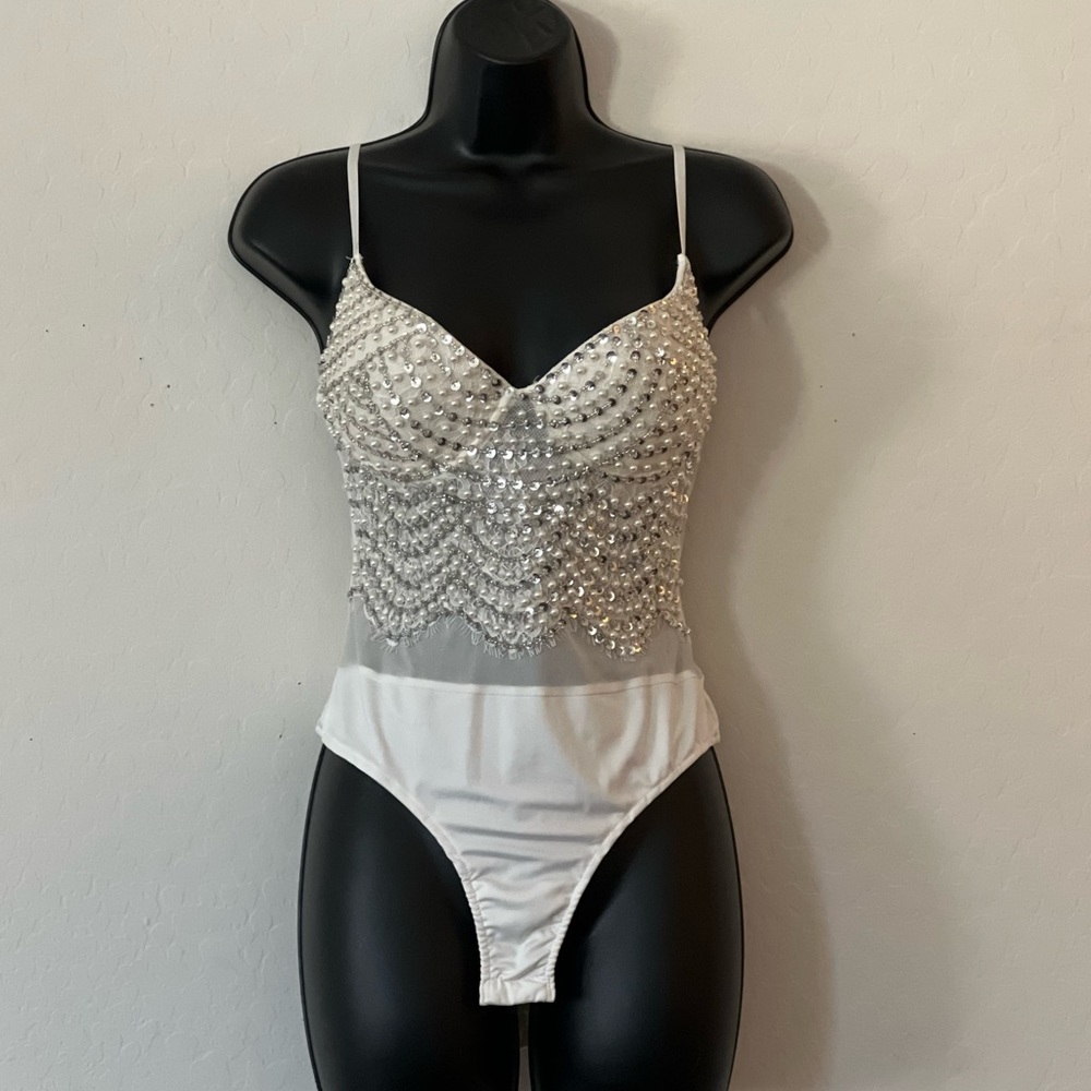 White Beaded Bodysuit